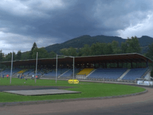 Murinselstadion, home stadium of Blau-Weiß Feldkirch